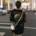 Short-sleeve Galaxy Print T-shirt Black - One Size
