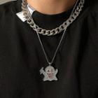 Rhinestone Ghost Necklace 1 Pc - Silver - One Size