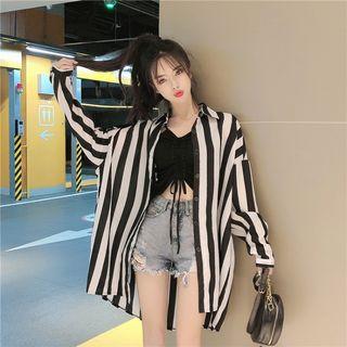 Long-sleeve Striped Shirt Shirt - One Size