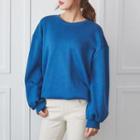Puff-sleeve Brushed-fleece Lined Sweatshirt