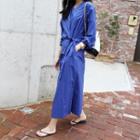 V-neck Tie-side Maxi Shirtdress