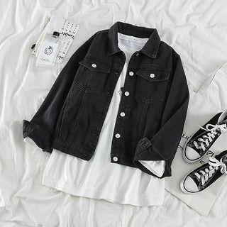 Single-breasted Long-sleeve Cargo Denim Jacket