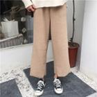 Plain Woolen Cropped Wide-leg Pants