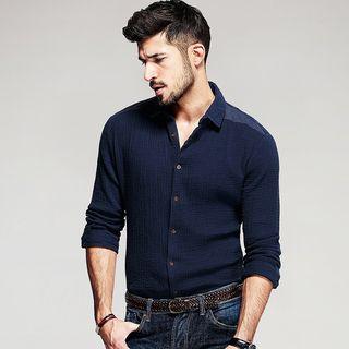 Patchwork Long-sleeved Cotton Shirt