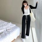 Deep V-neck Camisole Top / Cape Top / Straight-cut Loose Pants