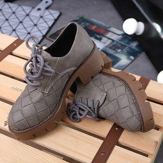Faux-leather Woven Oxford Shoes