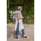 Mock-neck Slit-side Knit Dress