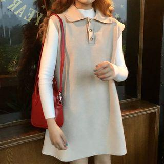 Mock Neck Knit Top / Sleeveless Collared Dress