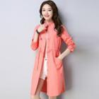 Ruffle-collar Long Shirt Jacket