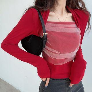 Long-sleeve Slim-fit Mesh Top
