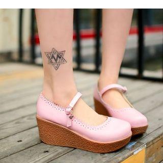 Brogue Wedge Mary Jane Shoes