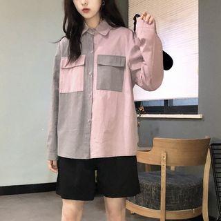 Long Sleeve Color-block Shirt