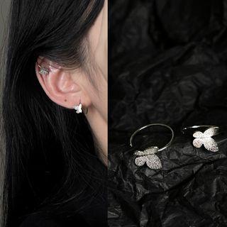 Butterfly Hoop Earring 1870a - 1 Pair - Butterfly Earring - Silver - One Size