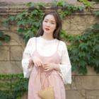 3/4 Bell-sleeve Eyelet-lace Top