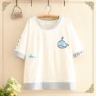 Whale Embroidered Short-sleeve Top