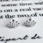 Crown Earring 1 Pair - S925 Silver Needle - Silver - One Size