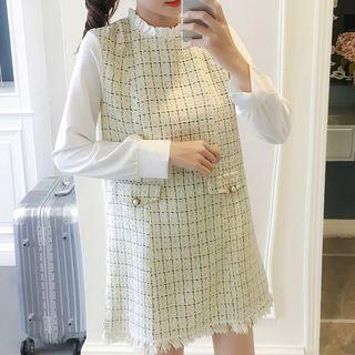 Mock Two-piece Long-sleeve Mini Shift Dress