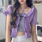 Short-sleeve Ruffle Cross Strap T-shirt