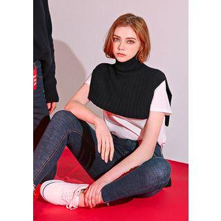 Turtleneck Rib-knit Capelet