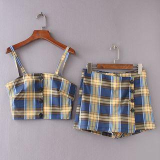Set: Plaid Camisole Top + Plaid Skort