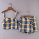 Set: Plaid Camisole Top + Plaid Skort