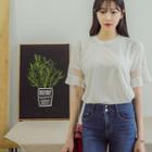See-through Trim Short-sleeve Top