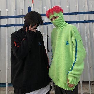 Couple Matching Turtleneck Contrast Trim Sweater