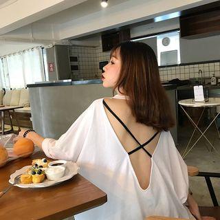 Open Back 3/4-sleeve T-shirt