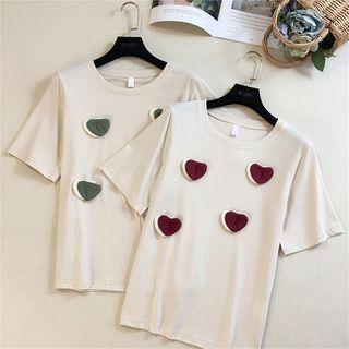 Heart Crewneck Short-sleeve Top