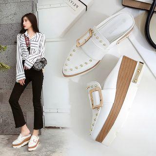 Buckled Platform Wedge Sandals