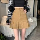 High-waist Corduroy Accordion Pleat Mini Skirt