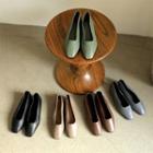 Square-toe Genuine Leather Flats
