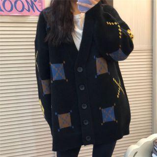 Jacquard Cardigan Pattern - Black - One Size