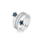 925 Sterling Silver Fashion Simple Star Adjustable Ring With Blue Austrian Element Crystal Silver - One Size