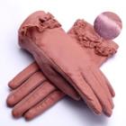 Faux-leather Panel Wool Blend Gloves