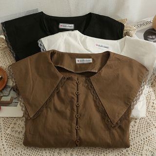 Lace-trim Sailor-collar Loose Shirt