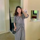 Ruched Maxi Gingham Dress