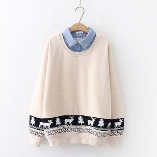 Printed Mock Two Piece Sweatshirt