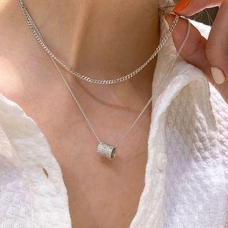 Pendant Layered Sterling Silver Necklace Xl1192 - Silver - One Size