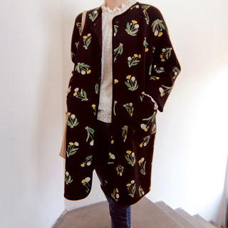 Round-neck Floral Print Jacket