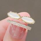 Shell Rhinestone Open Ring Ly2021 - Gold & White - One Size