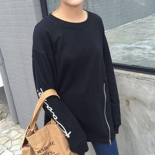 Side Zip Lettering Pullover