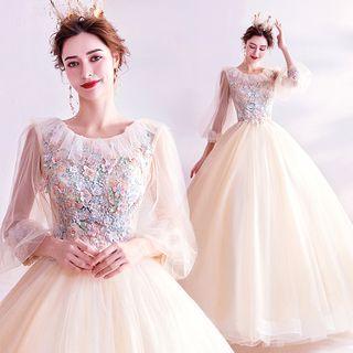 Flower Detail A-line Wedding Dress