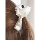 Bow Faux-pearl Hair Clamp
