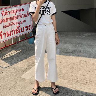 Lettering Short-sleeve T-shirt / Wide Leg Pants