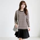 Stripe Ruffle-hem T-shirt Dress
