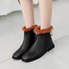 Square Toe Back Zip Short Boots