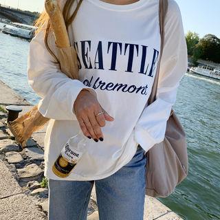 Seattle Letter Oversize Sweatshirt Ivory - One Size