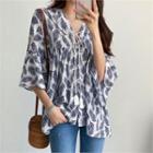 Tassel-trim Patterned Blouse