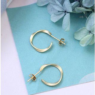 925 Sterling Silver Twisted Open Hoop Earring